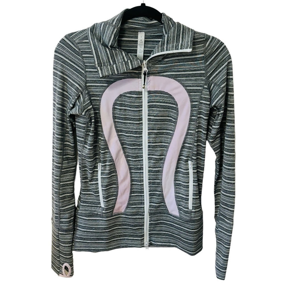 Lululemon Stride Jacket Grey Purple Striped Size 6 - Picture 2 of 9